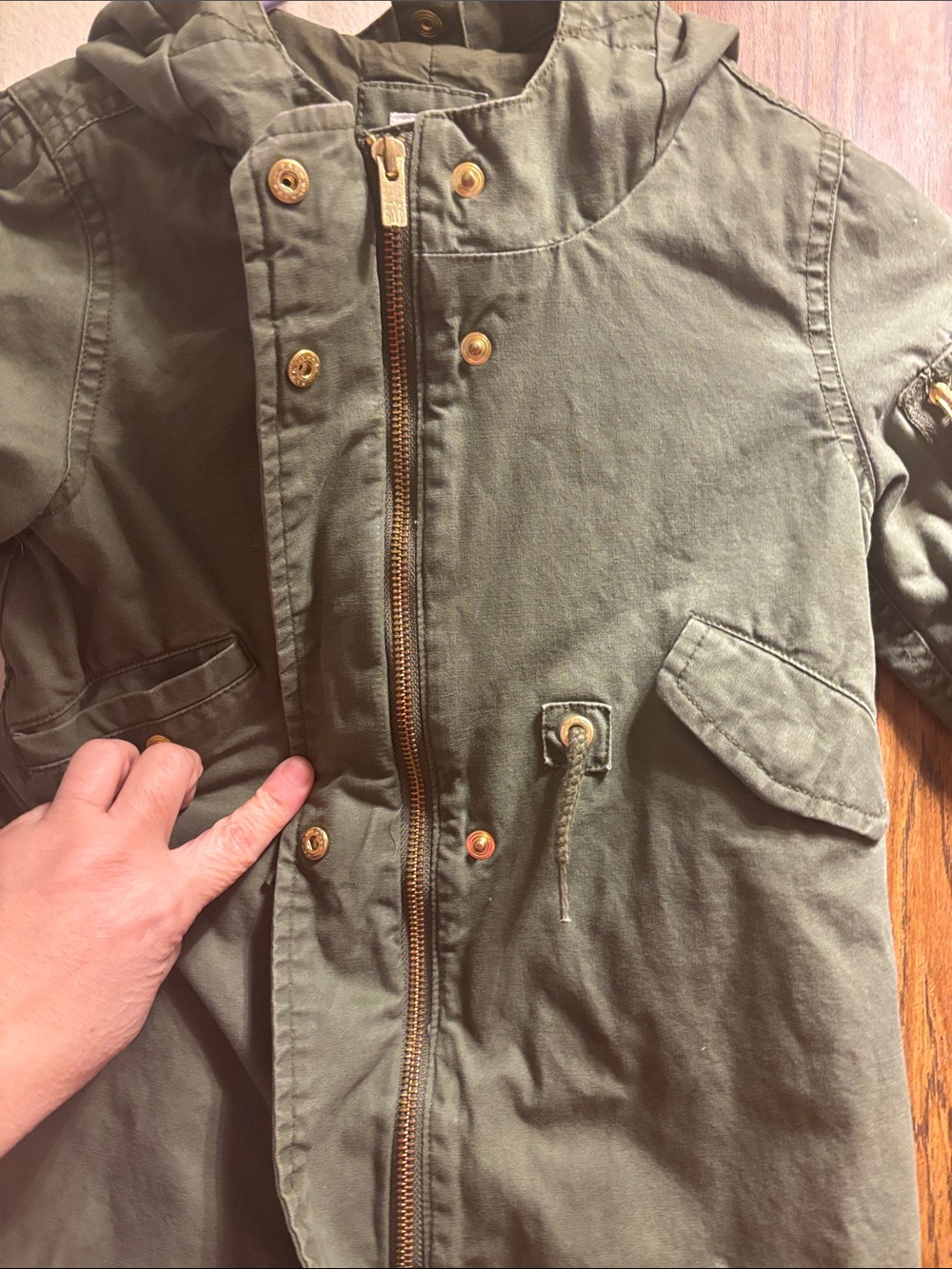 GAP Kids Olive Green Hooded Utility Anorak - Picture 2 of 5